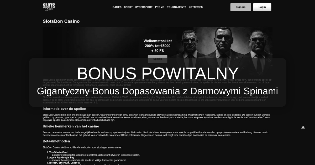 SlotsDon Casino welcome bonus