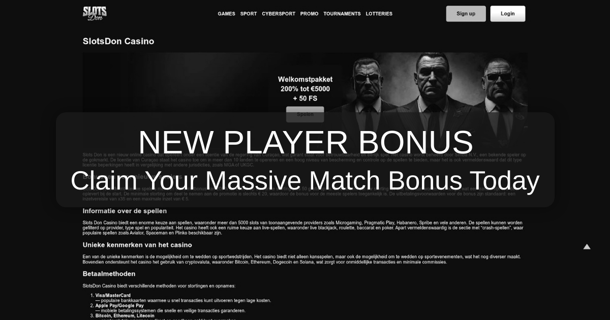 SlotsDon Casino welcome bonus
